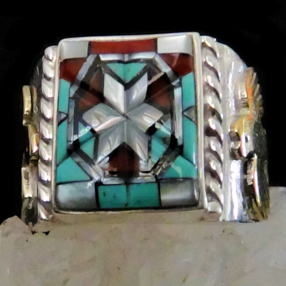 Anillo tipo sello Zuni con...