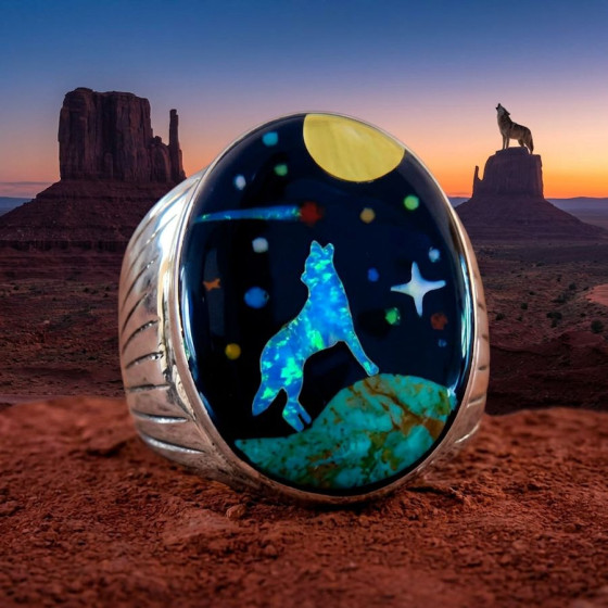 Heulender Wolf Ring Aus Silber 925