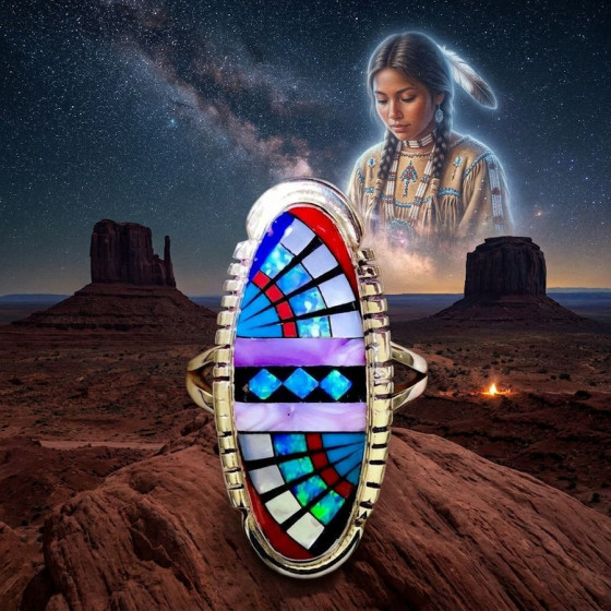 Anello lungo da donna Zuni...