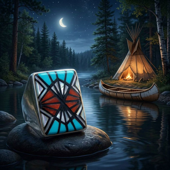 Bague Navajo Rectangulaire...