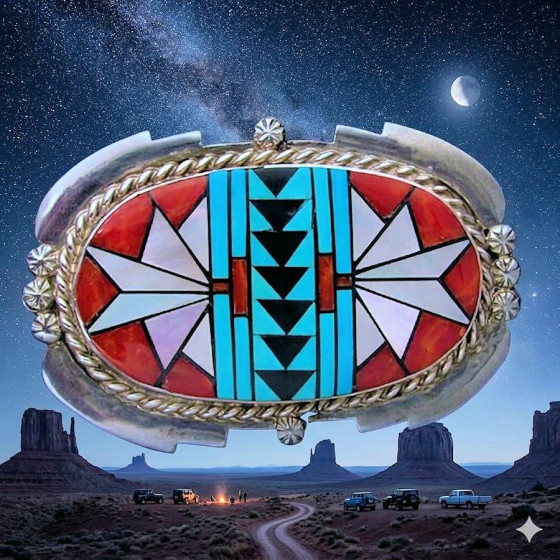 Brosche mit Navajo-Muster...