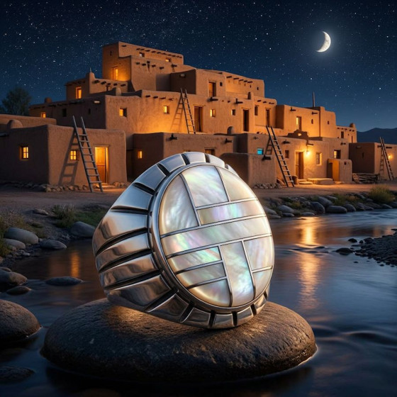 Anello ovale Zuni da donna,...