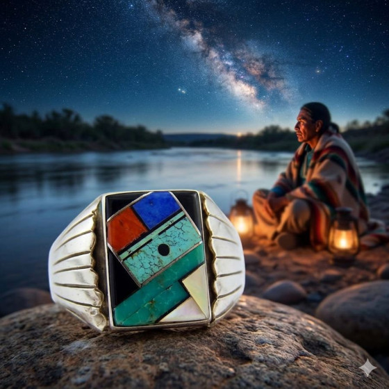 Bague Navajo Mosaique Dieu...