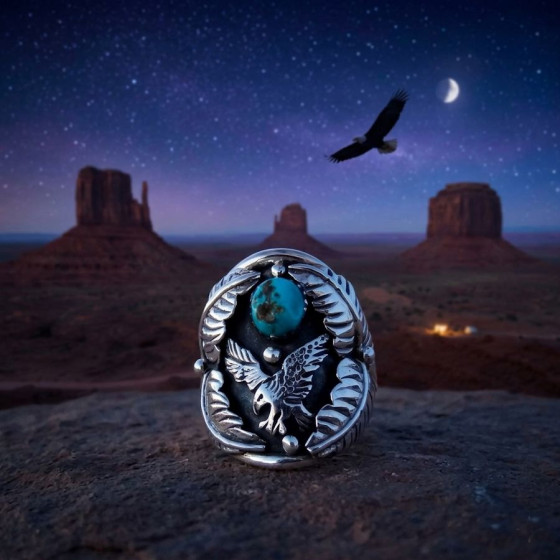 Navajo Ring in Silver,...