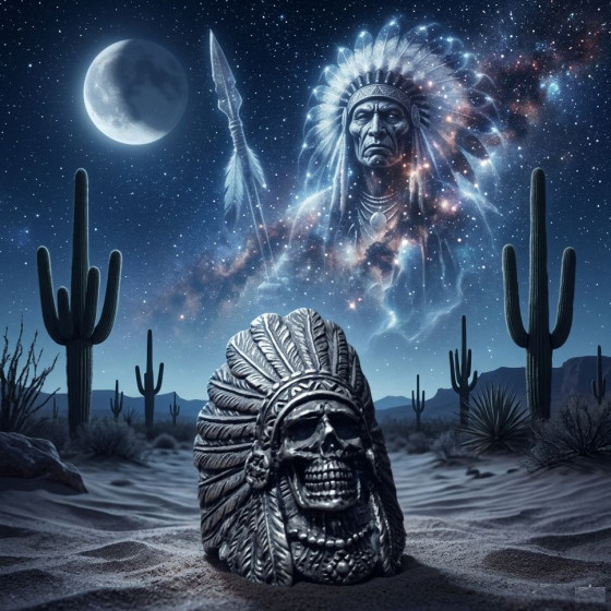 Anillo Jefe Indio Grulla en Plata