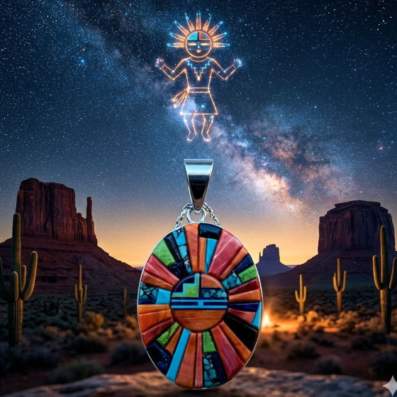 Pendente Zuni Sun God,...