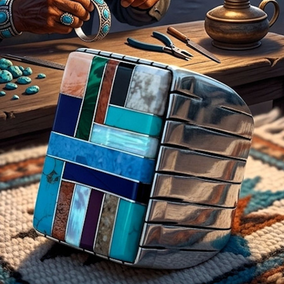 Anillo Navajo Channel Inlay...
