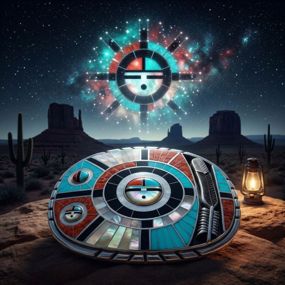 Zuni Sunface Inlay Western...