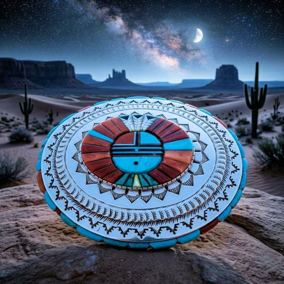 Zuni Sun God Silver Belt...