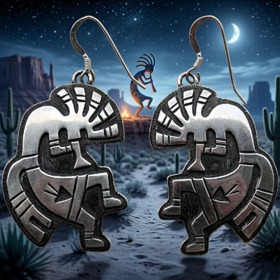 Hopi Silver Earrings,...