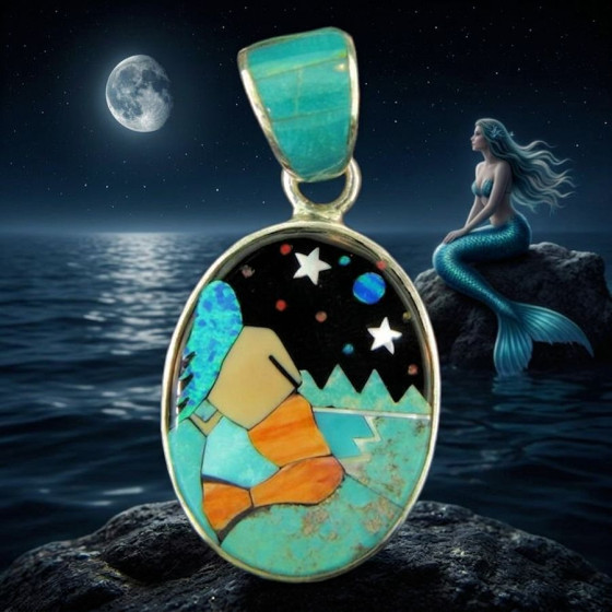 Oval Mermaid Pendant, in...