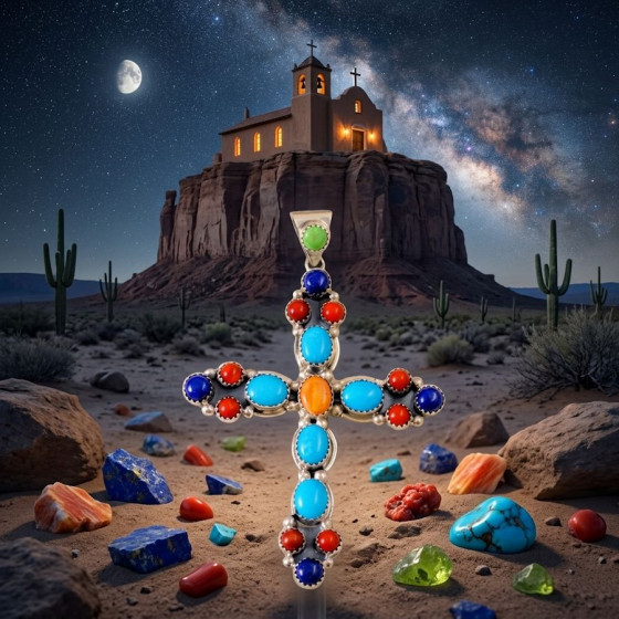 Navajo Cross Pendant,...