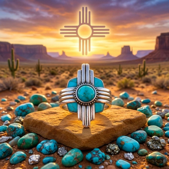 Zia Silver Zuni Ring,...