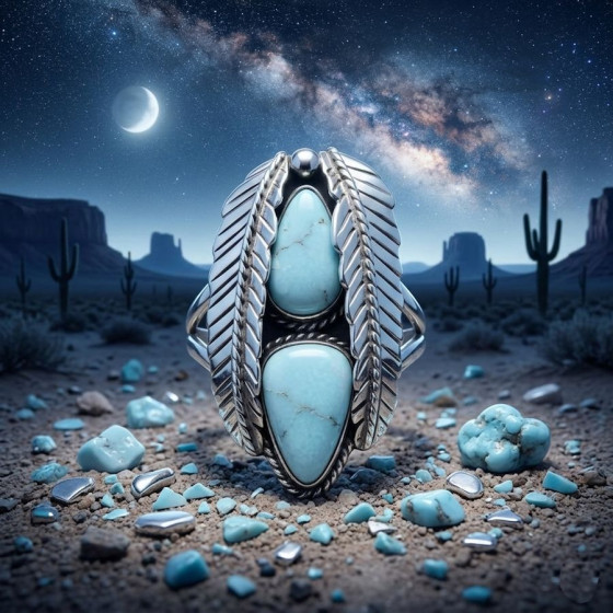 Navajo Ring in Silver,...