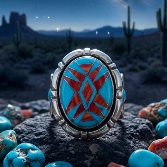 Anello con simbolo Navajo,...