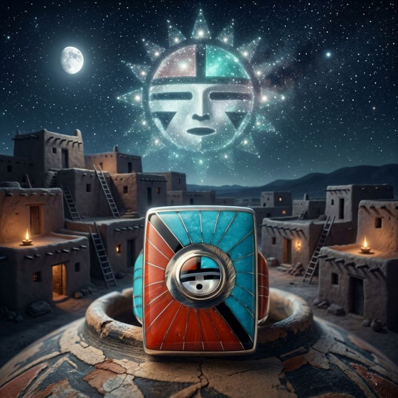 Bague Dieu Soleil Zuni...