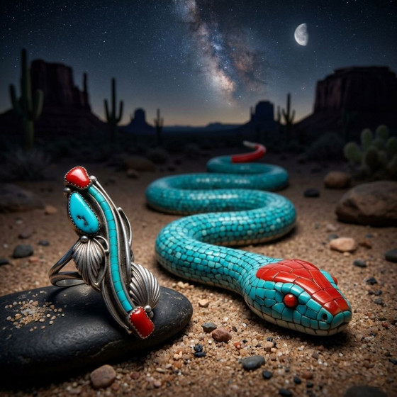 Navajo Snake Ring, Silver,...