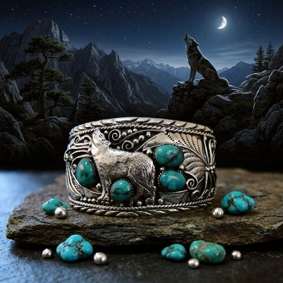 Bracelet Amérindien,Loup et...