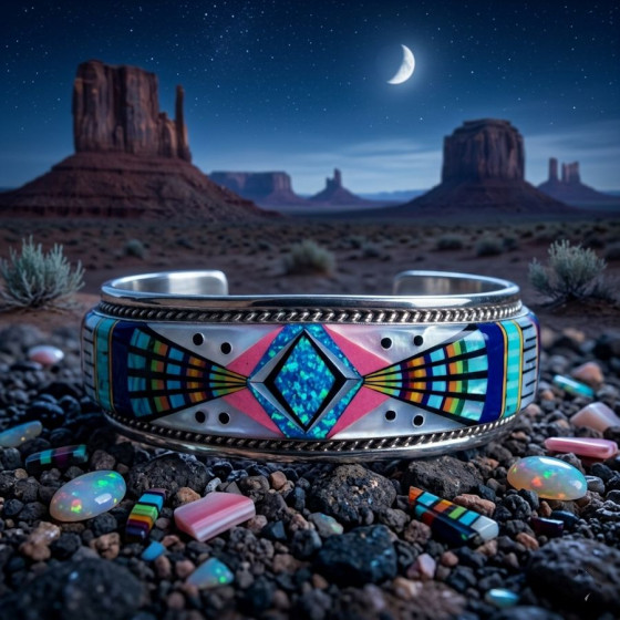 Navajo-Armband mit Opal und...