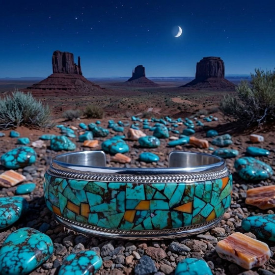 Navajo Armreif Mit Türkis...