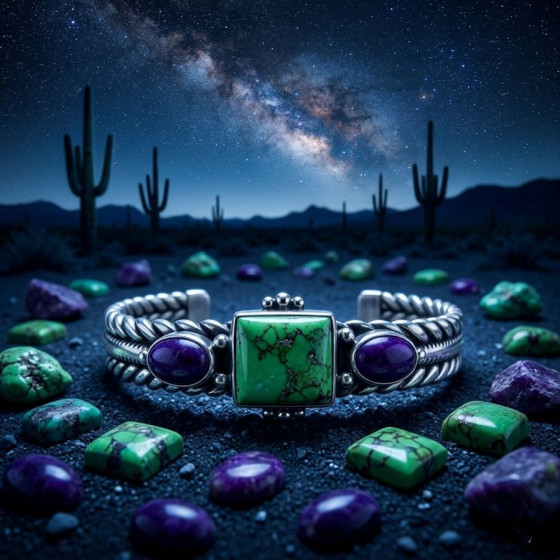 Pulsera Navajo para mujer, en plata, gaspeíta y lapislázuli