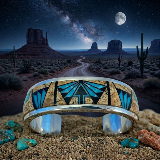 Bracciale da uomo in stile nativo americano con microintarsi, jeai, occhio di tigre e opale