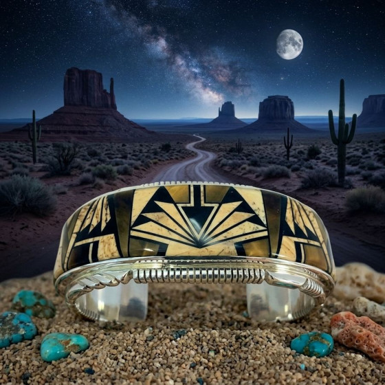 Native American Micro Inlay Bracelet for Men, Jew and Tiger's Eye
