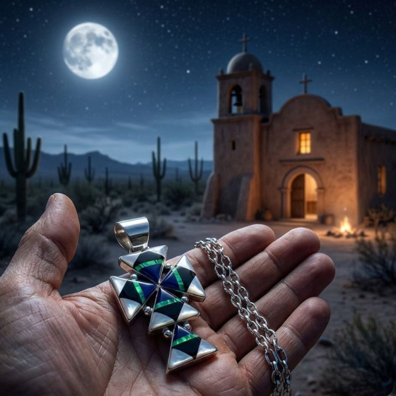 Navajo Cross Pendant, Lapis...
