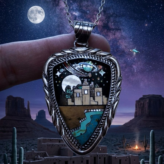 Zuni Micro Inlay Pueblo by...