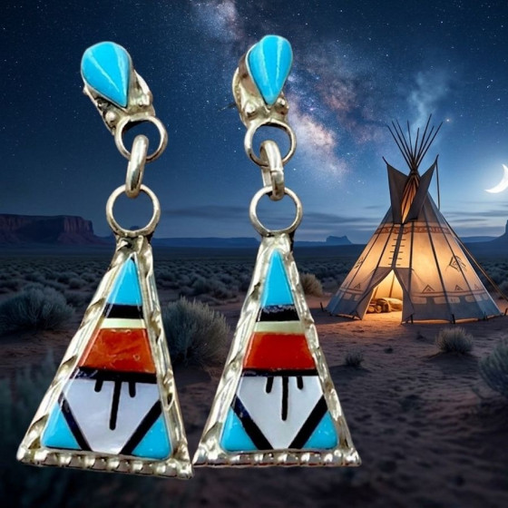 Veelkleurige tipi-oorbellen...