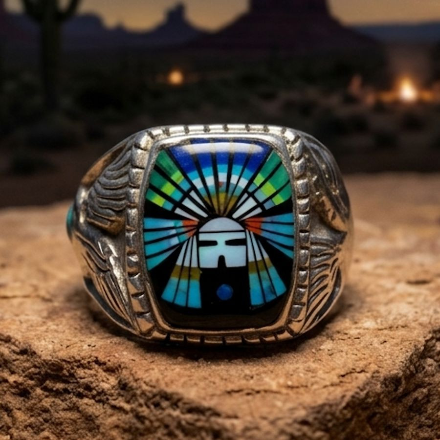 Anillo de sello nativo americano para mujeres y hombres