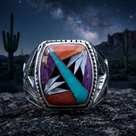 Indianischer Siegelring für Damen und Herren, Navajo-Symbol Modell 14
