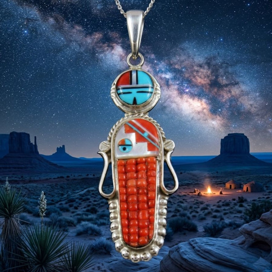 Zuni Pendant in Silver,...
