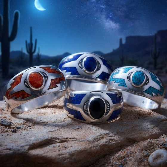 Bague Navajo en Argent et...