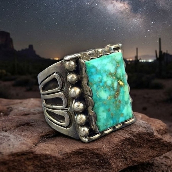 Men's Turquoise and Silver...
