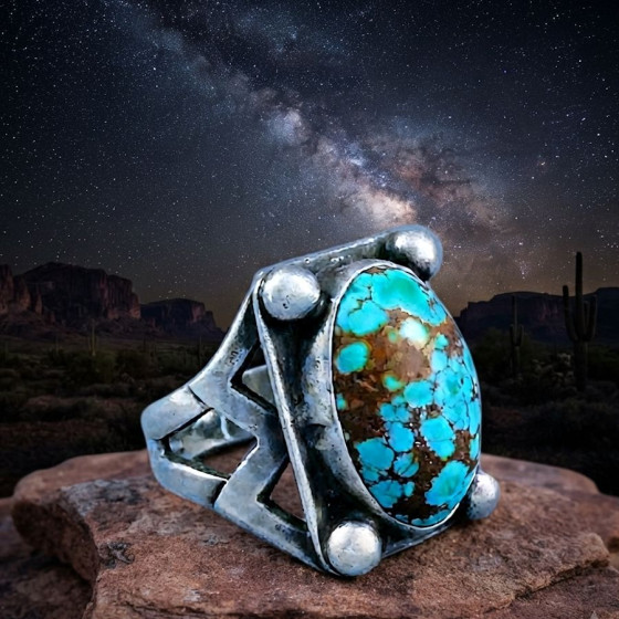 Men's Oval Turquoise and...