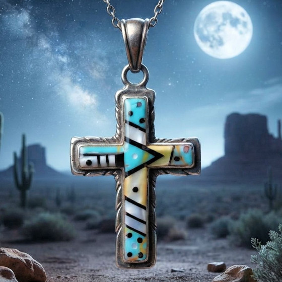 Pendentif Zuni Croix Argent...