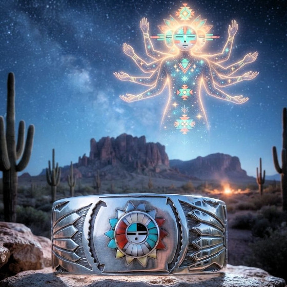 Bracciale Zuni Sun God, in...