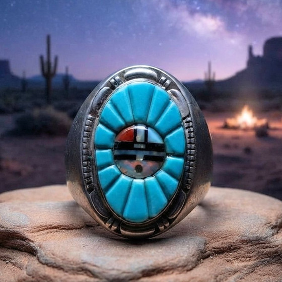 Anillo ovalado de plata y...