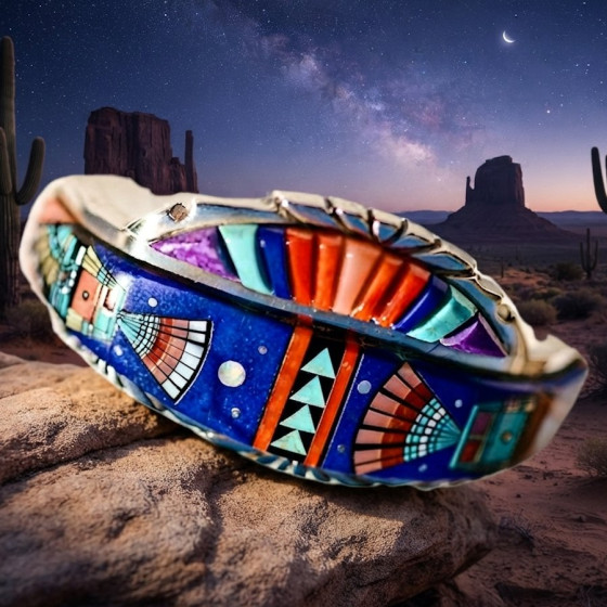 Bracelet Amerindien Zuni, Kashina, Lapis Lazuli, Corail