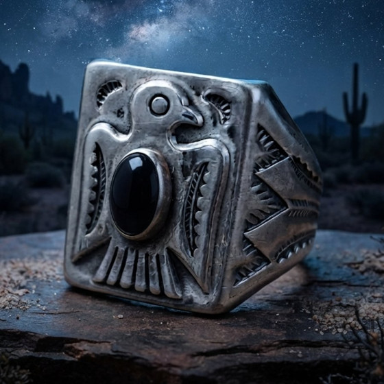 Bague Navajo Thunderbird en...
