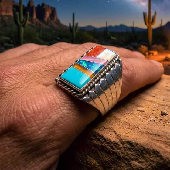 Bague Chevalière Zuni en...