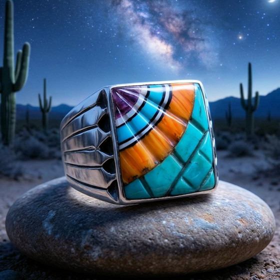 Bague Navajo Rectangulaire...