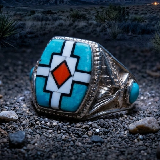 Native-Inspired Signet Ring for Women and Men – Navajo Symbol 1