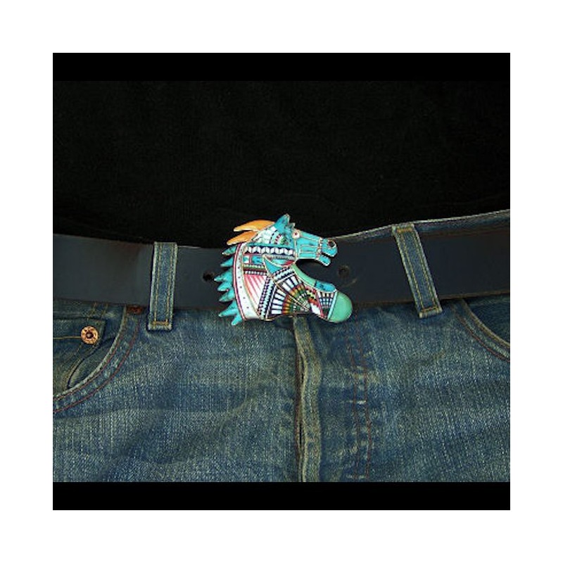 BOUCLE CHEVAL ARGENT TURQUOISE