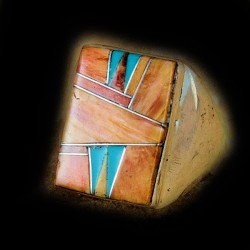 Rechteckiger Navajo-Muschel, Jeais- und Tigerauge-Ring für Herren