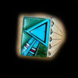 Navajo-Pfeilring, Malachit-Overlay und Türkis