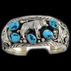 BRACELET LOUP ARGENT ET TURQUOISES