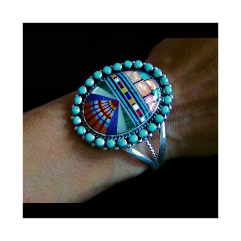 BRACELET ZUNI PIERRES MULTICOLORES