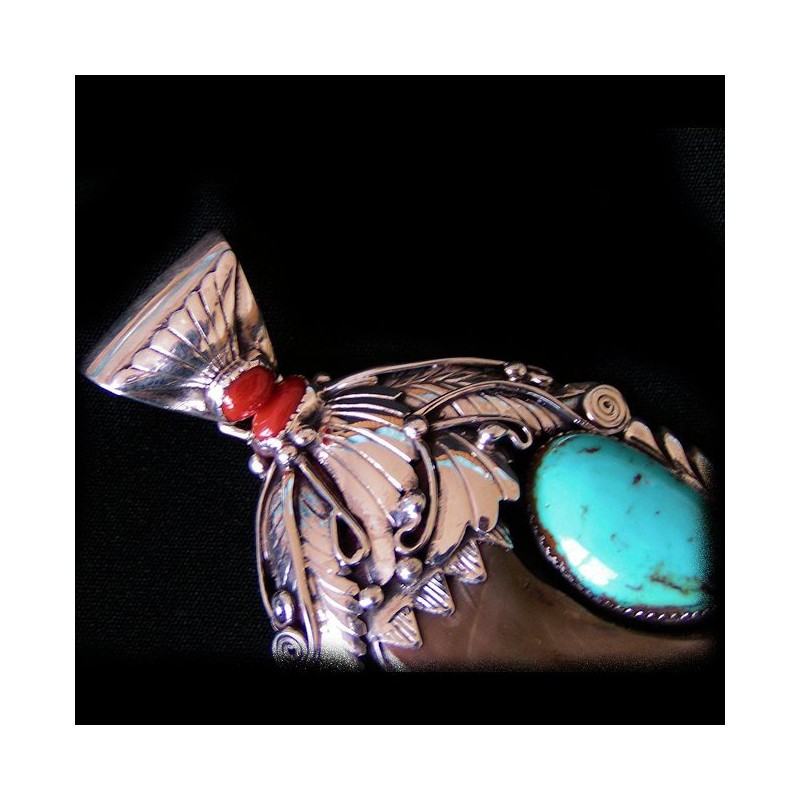 BÄRENKRALLE STERLING SILBER ANHÄNGER NAVAJO SCHMUCK